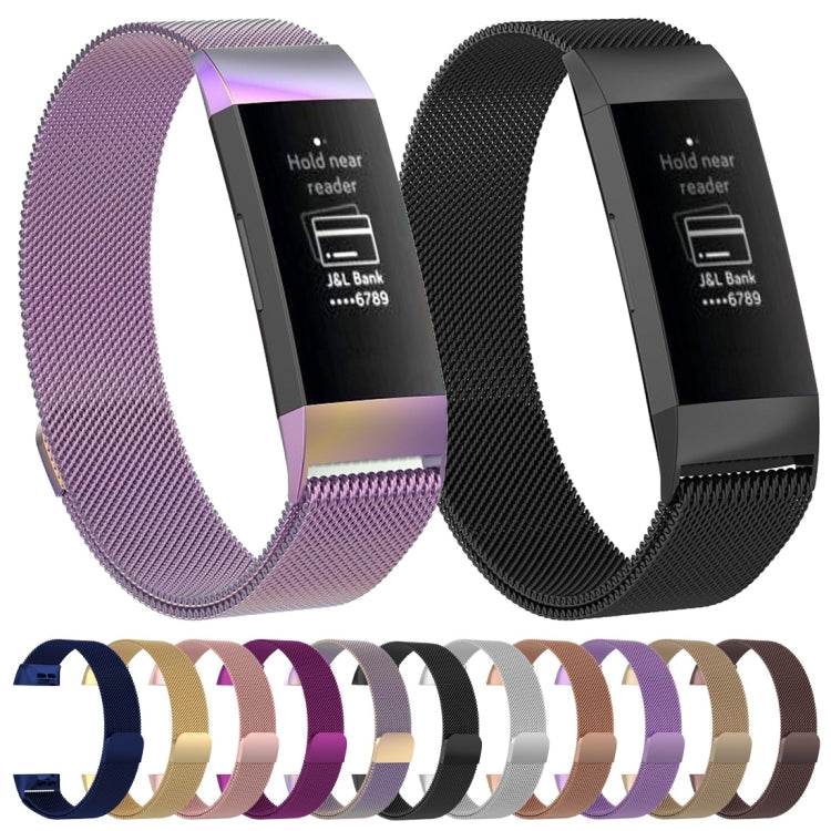 Magnet watch band set, purple and black mesh straps with magnetic clasps