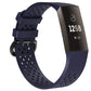 Adjustable dark navy sport watch band with square-hole silicone perforations