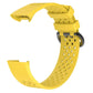 Yellow perforated sport watch band with adjustable strap holes and side clasp.