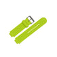 Adjustable lime green watch band with perforated dots and silver metal buckle