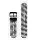 Silicone sport watch band in black with white dotted stripe pattern and buckle