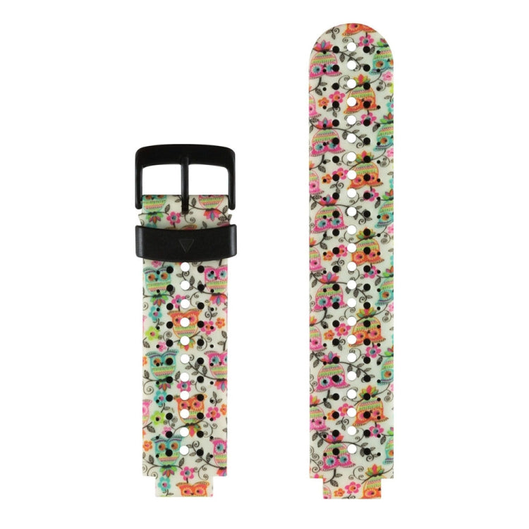Silicone sport watch band with colorful cartoon confetti pattern and black connector