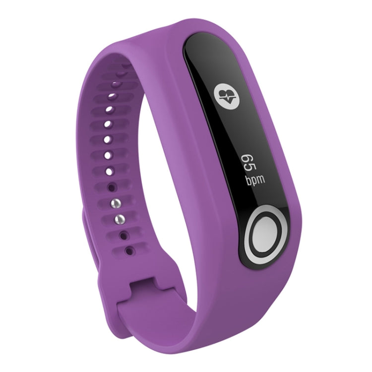 Silicone sport watch band, purple with perforated strap and module face