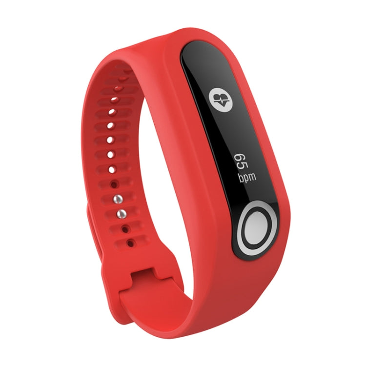Silicone sport watch band, red with perforated strap and side module face