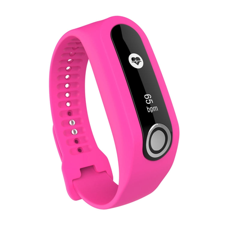 Silicone sport watch band, pink with perforated strap and module face