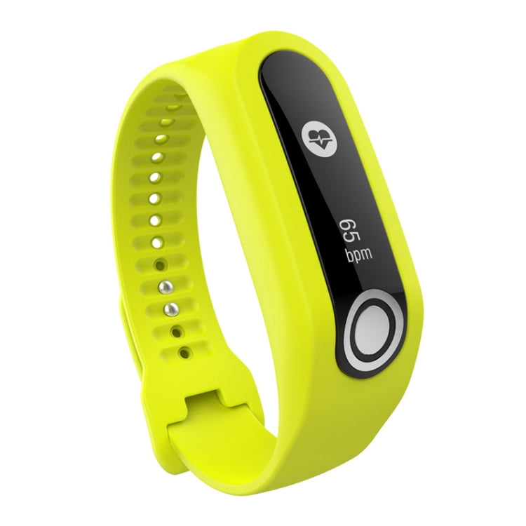 Silicone sport watch band, yellow with perforated strap and module face