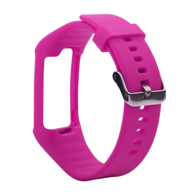 Rose purple silicone sport watch band with metal buckle and adjustment holes