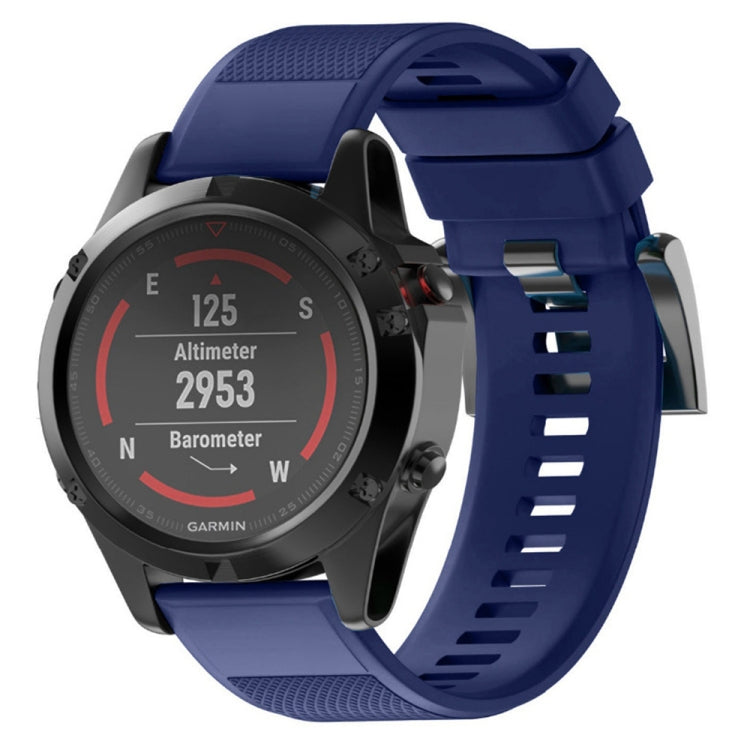 Navy blue 22mm silicone watch band with perforated texture and buckle