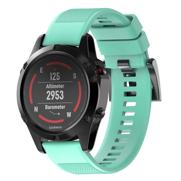 Mint green silicone watch band with textured strap and snap clasp, 22mm size