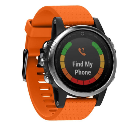 20mm silicone watch band in orange, with perforated strap and quick-release pins