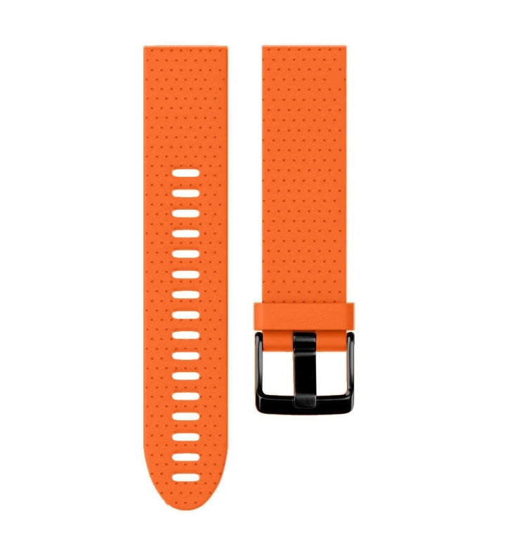 20mm orange silicone watch band with perforated strap and black buckle