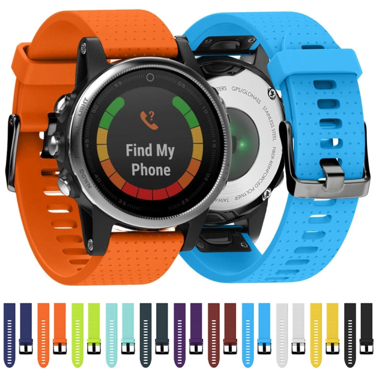 Fenix 5S 20mm quick-remove silicone watch bands, orange and blue, perforated