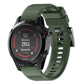 Olive green silicone watch band with textured strap and quick-release clasp