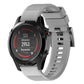 Light gray silicone watch band with textured strap and quick-release metal buckle