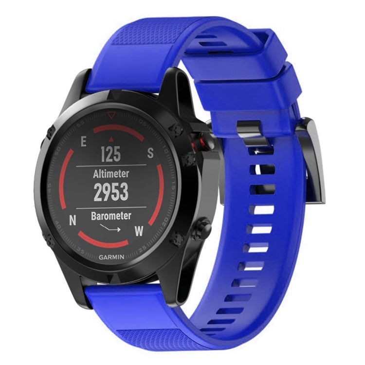 Blue silicone watch band with textured strap and quick-release clasp for secure fit