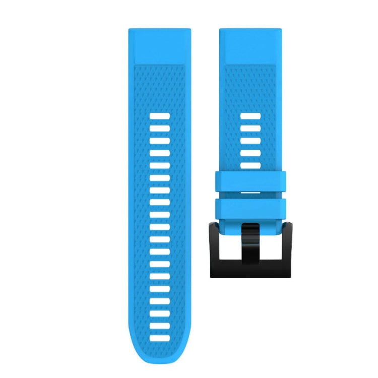 Sky blue silicone watch band with perforated holes and quick-release clasp