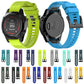 Set of colorful silicone watch bands with quick-release clasps shown side and front