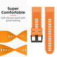 Orange silicone watch band detail with textured strap and quick-release buckle