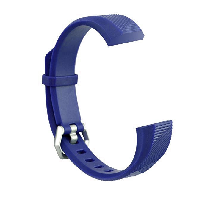 Children silicone twilled watch band for Fitbit Ace, dark blue with metal clasp