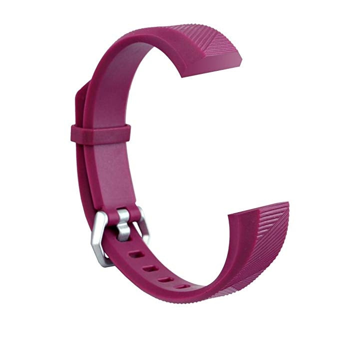 Children silicone twilled watch band for Fitbit Ace, purple with metal clasp