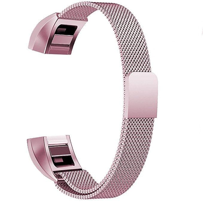 Rose gold stainless steel mesh magnet watch band with connector latch, large size