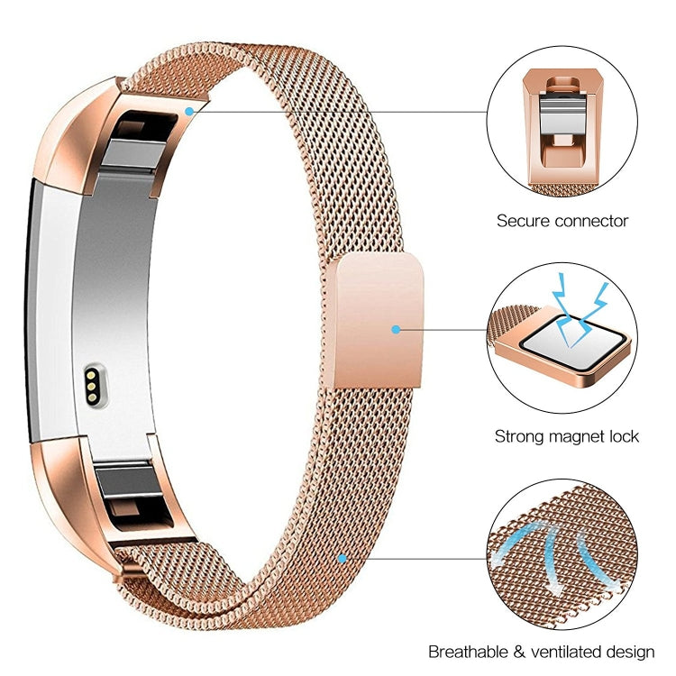 Champagne rose stainless steel mesh magnet watch band with magnetic lock connector