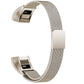 Gold-toned stainless steel mesh magnet watch band with beige magnetic connector latch