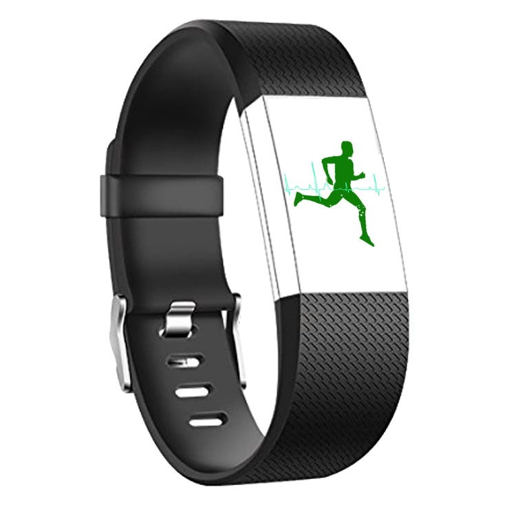 Black silicone sport watch band with adjustable holes and silver buckle hardware