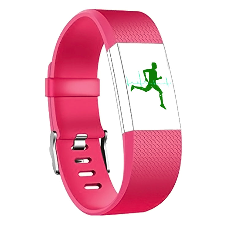 Hot pink silicone sport watch band with adjustable holes and silver buckle hardware