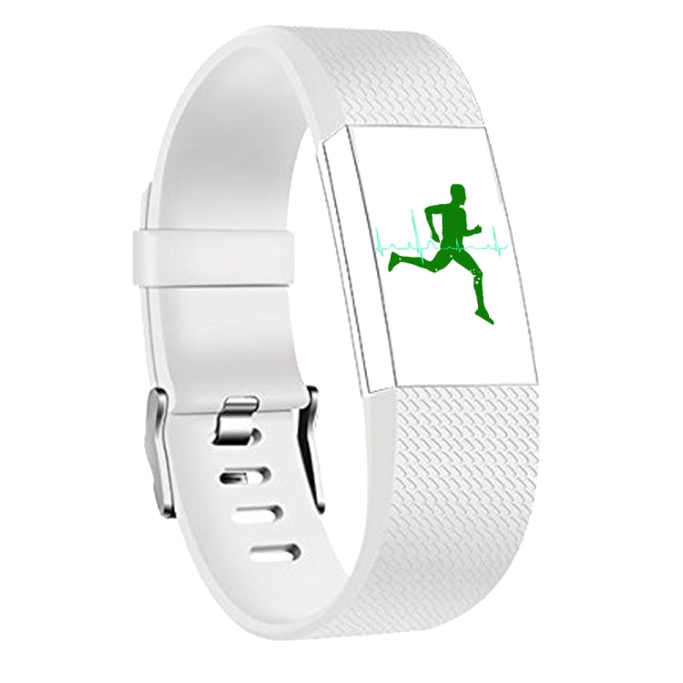 White silicone sport watch band with adjustable holes and silver buckle hardware