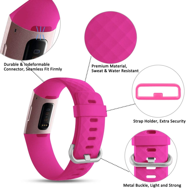 Adjustable sport watch band with diamond pattern, pink strap with metal buckle and strap holes