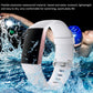 Two adjustable sport watch bands in water, black and white straps with metal buckles