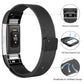 Black stainless steel mesh smartwatch band with magnetic clasp, size L