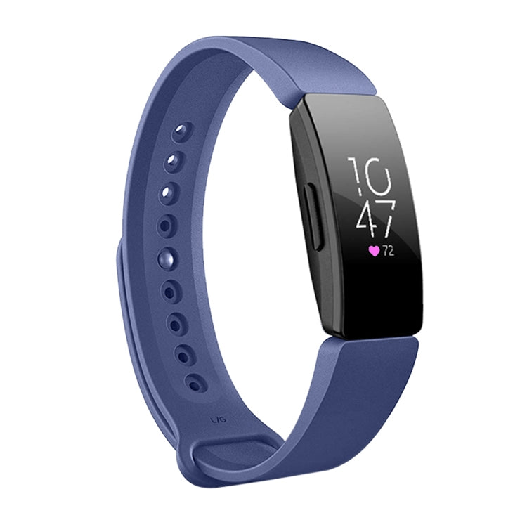 Blue silicone wristwatch band with hole pattern and attached black smart display