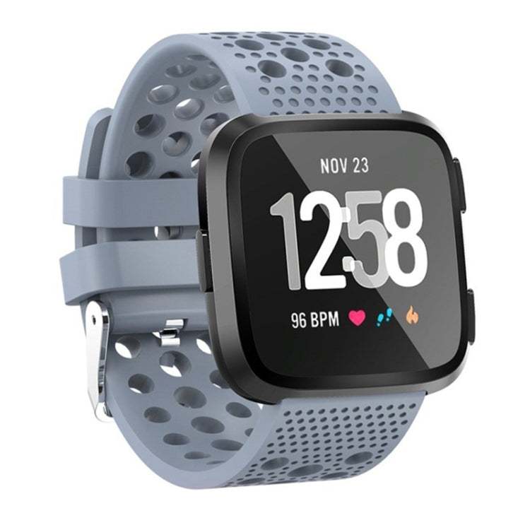 Baby blue perforated vent watch band for Fitbit Versa with adjustable buckle strap