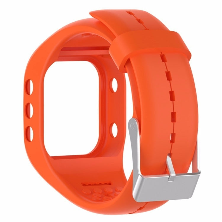 Orange silicone watch band with row holes and metal clasp for POLAR A300