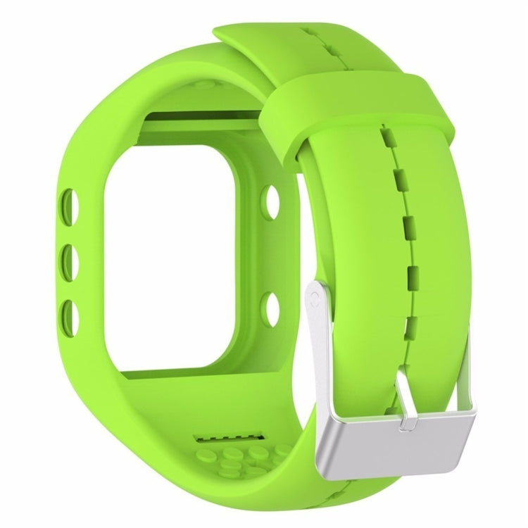 Lime green silicone watch band with row holes and metal clasp for POLAR A300