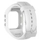 White silicone smartwatch band with metal buckle clasp and pin holes