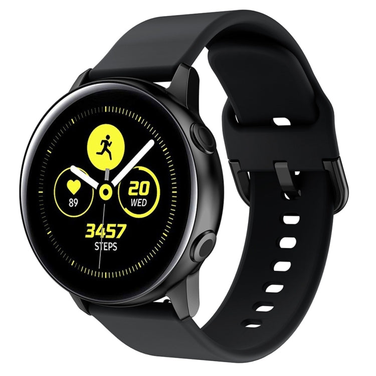 Smart watch band: black silicone strap with electroplated buckle and multiple holes