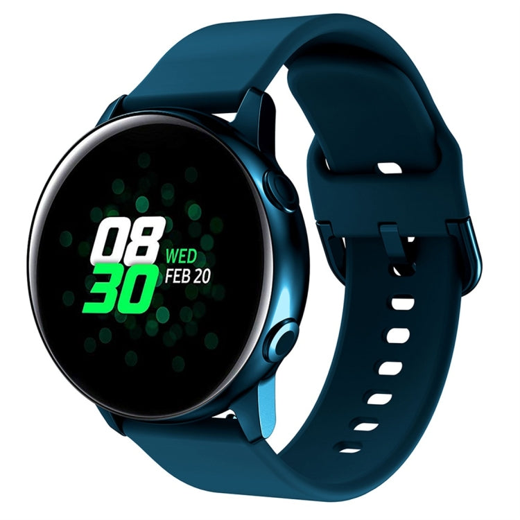 Smart watch band: dark blue silicone strap with electroplated buckle and multiple holes