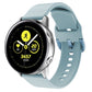 Baby blue silicone watch band with metal buckle and perforated strap holes