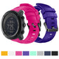 Rose red and blue silicone watch bands with matching color swatches