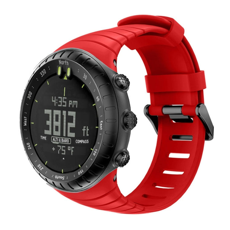 Silicone watch band for Suunto Core in red with metal clasp and buckle