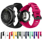 Silicone watch band assortment in multiple colors, shown in black and magenta
