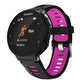 Purple silicone smartwatch band with perforated holes and black watch face