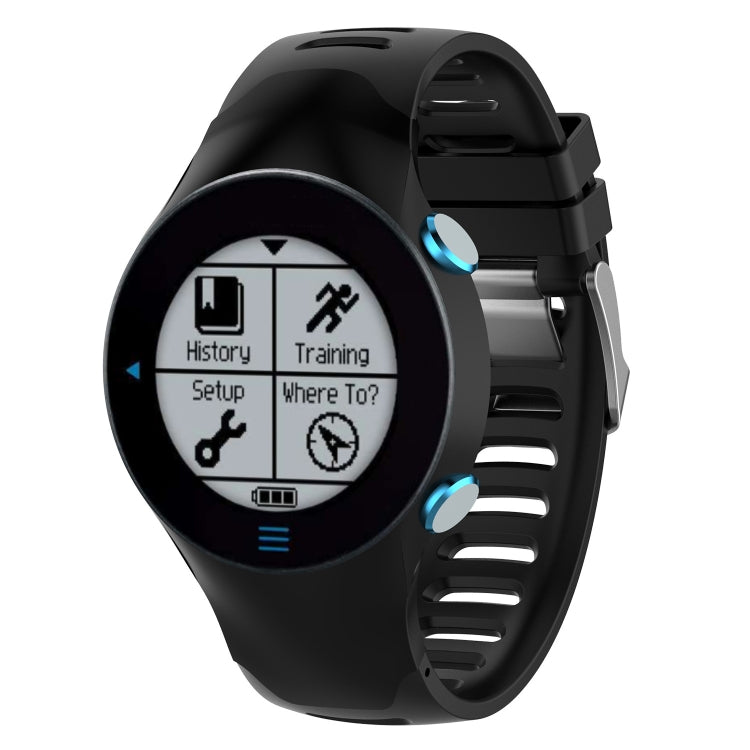 Silicone watch band in black with smartwatch face and circular activity icons