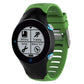 Green silicone smartwatch watch band with clasp and black watch face