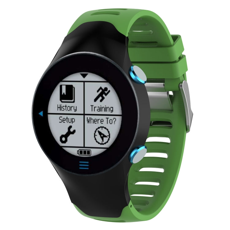 Green silicone smartwatch watch band with clasp and black watch face