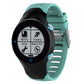Light teal silicone smartwatch watch band with clasp and black watch face