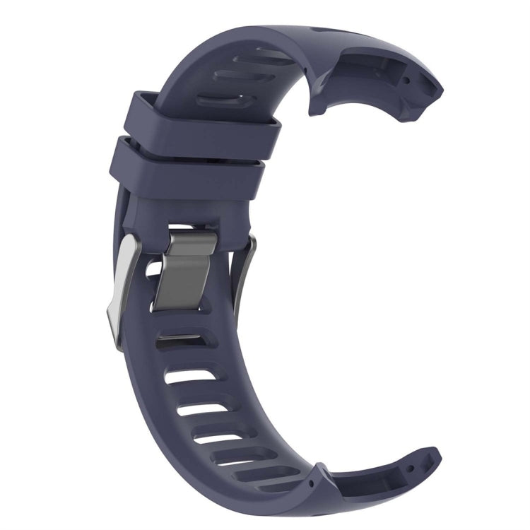 Dark blue silicone watch band with adjustable buckle clasp and vented strap